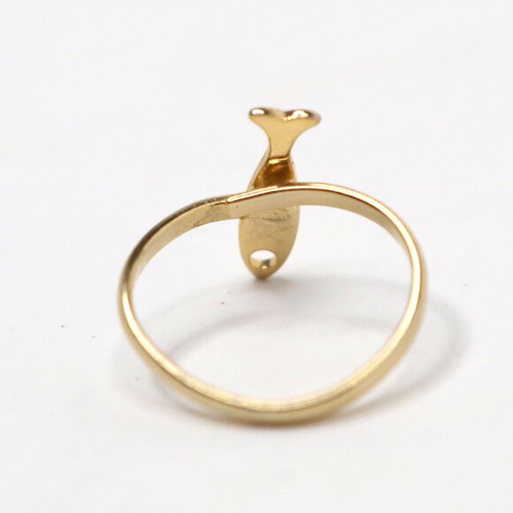 Vintage Gold Toned Adjustable Delicate Fish Ring Nautical Sea Life Jewelry - Picture 4 of 8